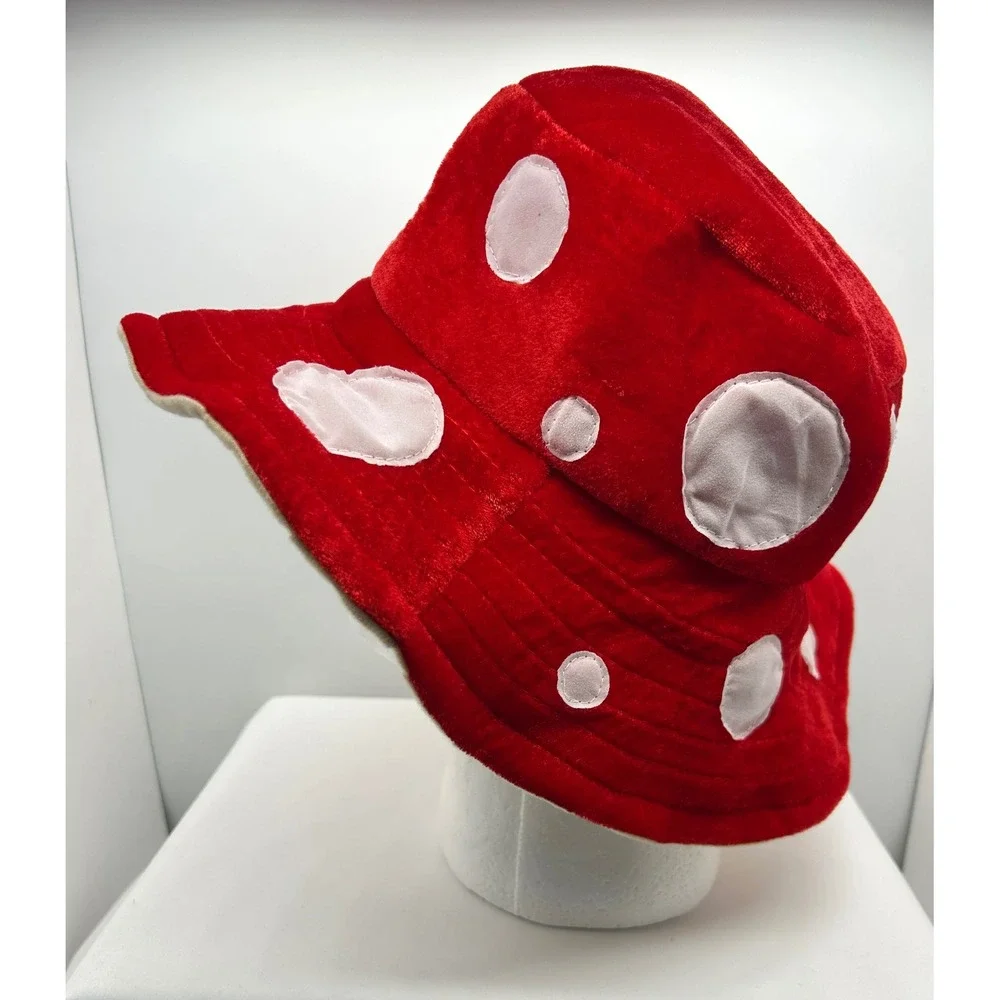 Spirit Halloween Red Mushroom Toadstool Polka Dot Velvet Hat Costume 01572940